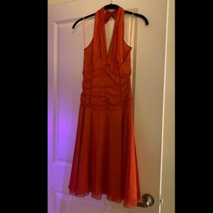 Burnt orange halter dress